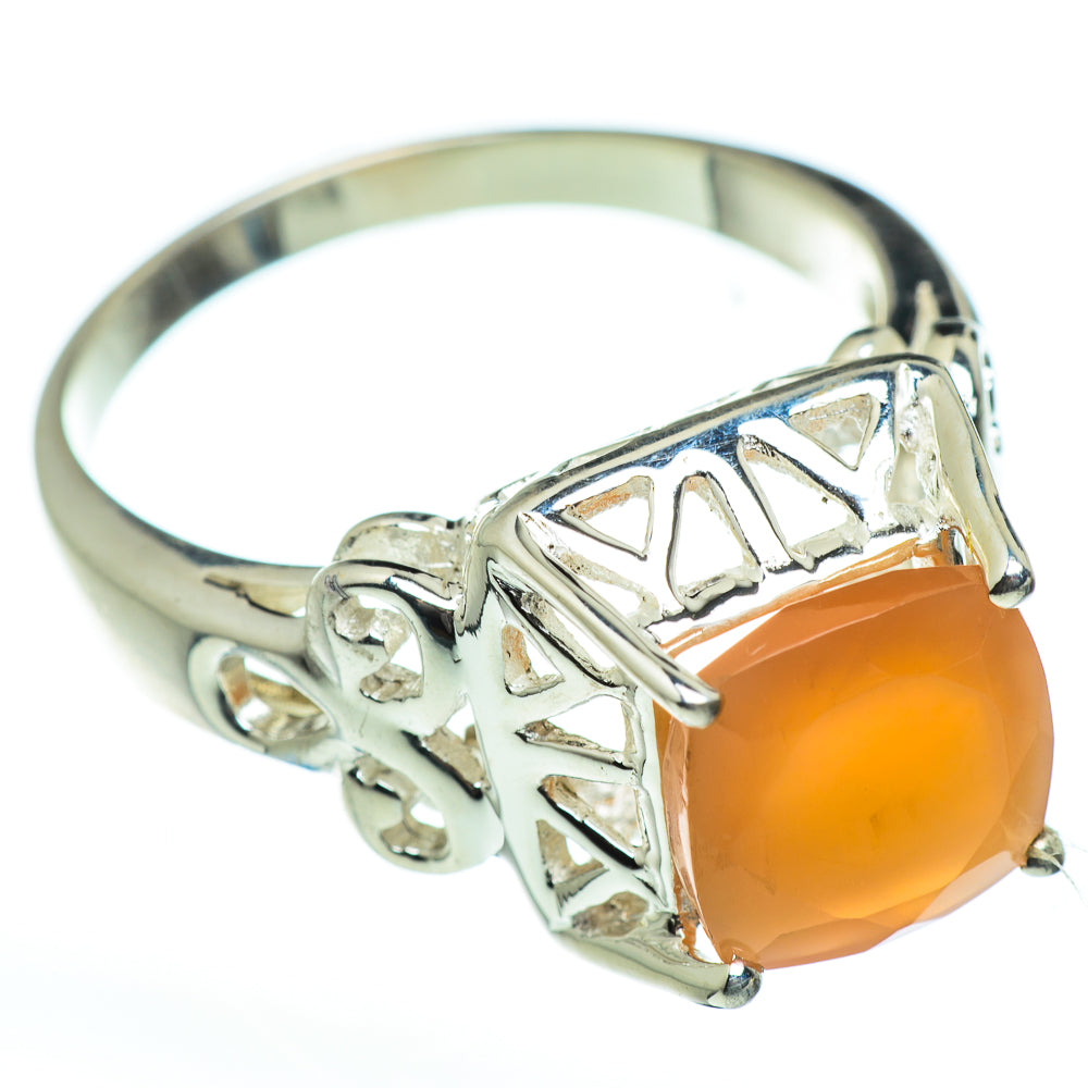 Peach Moonstone Rings handcrafted by Ana Silver Co - RING46736