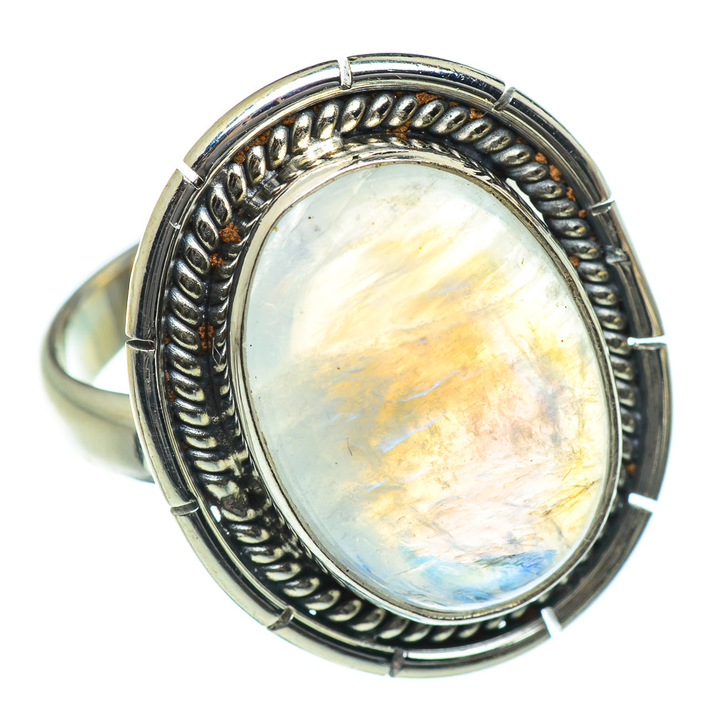 Rainbow Moonstone Rings handcrafted by Ana Silver Co - RING46926