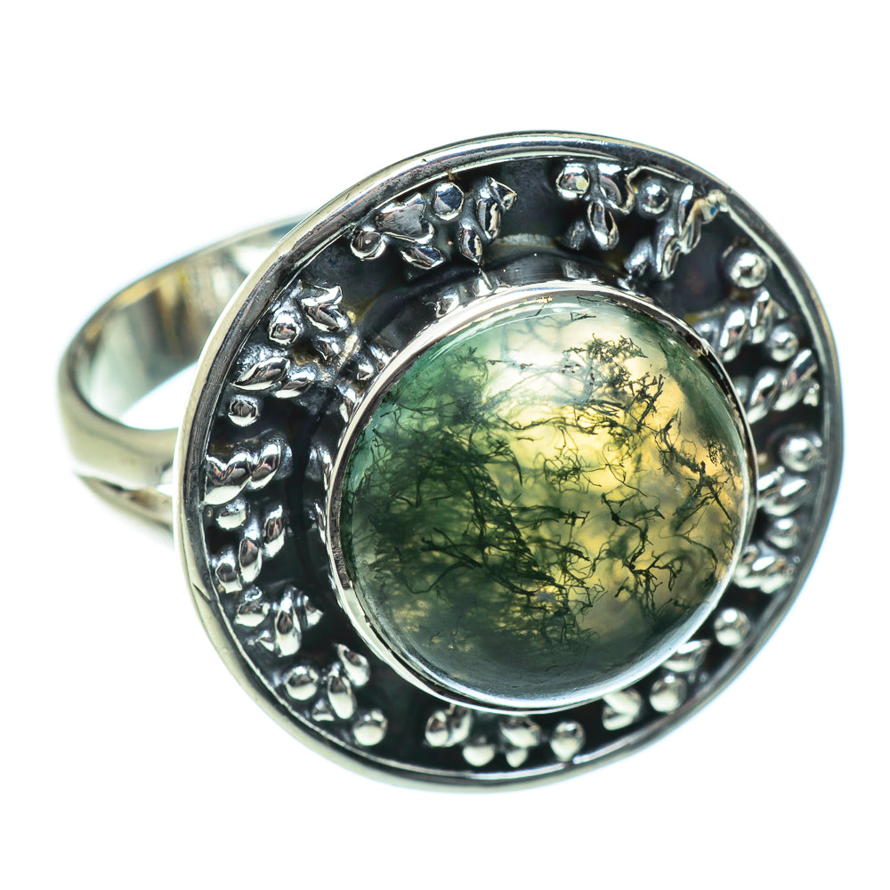 Green Moss Agate Rings handcrafted by Ana Silver Co - RING46955