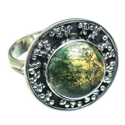 Green Moss Agate Rings handcrafted by Ana Silver Co - RING46955