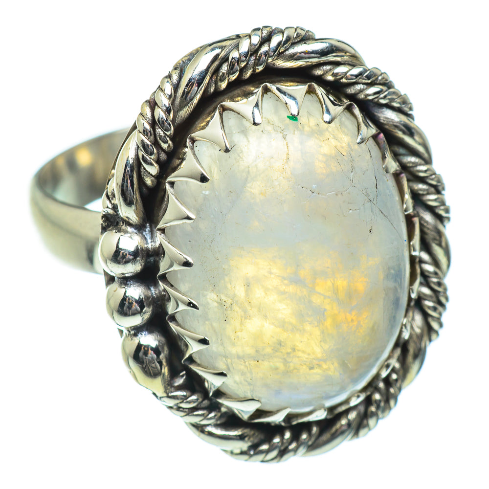 Rainbow Moonstone Rings handcrafted by Ana Silver Co - RING47011