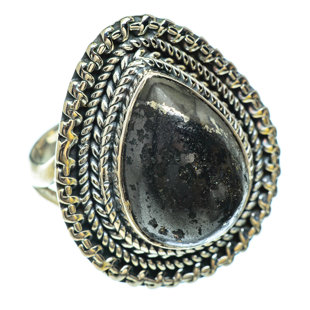 Pyrite In Black Onyx Rings handcrafted by Ana Silver Co - RING47944