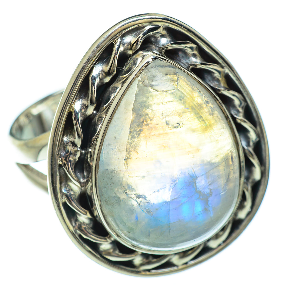Rainbow Moonstone Rings handcrafted by Ana Silver Co - RING48048