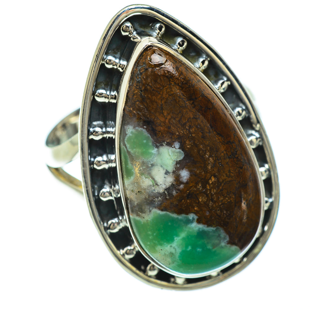 Boulder Chrysoprase Rings handcrafted by Ana Silver Co - RING48051