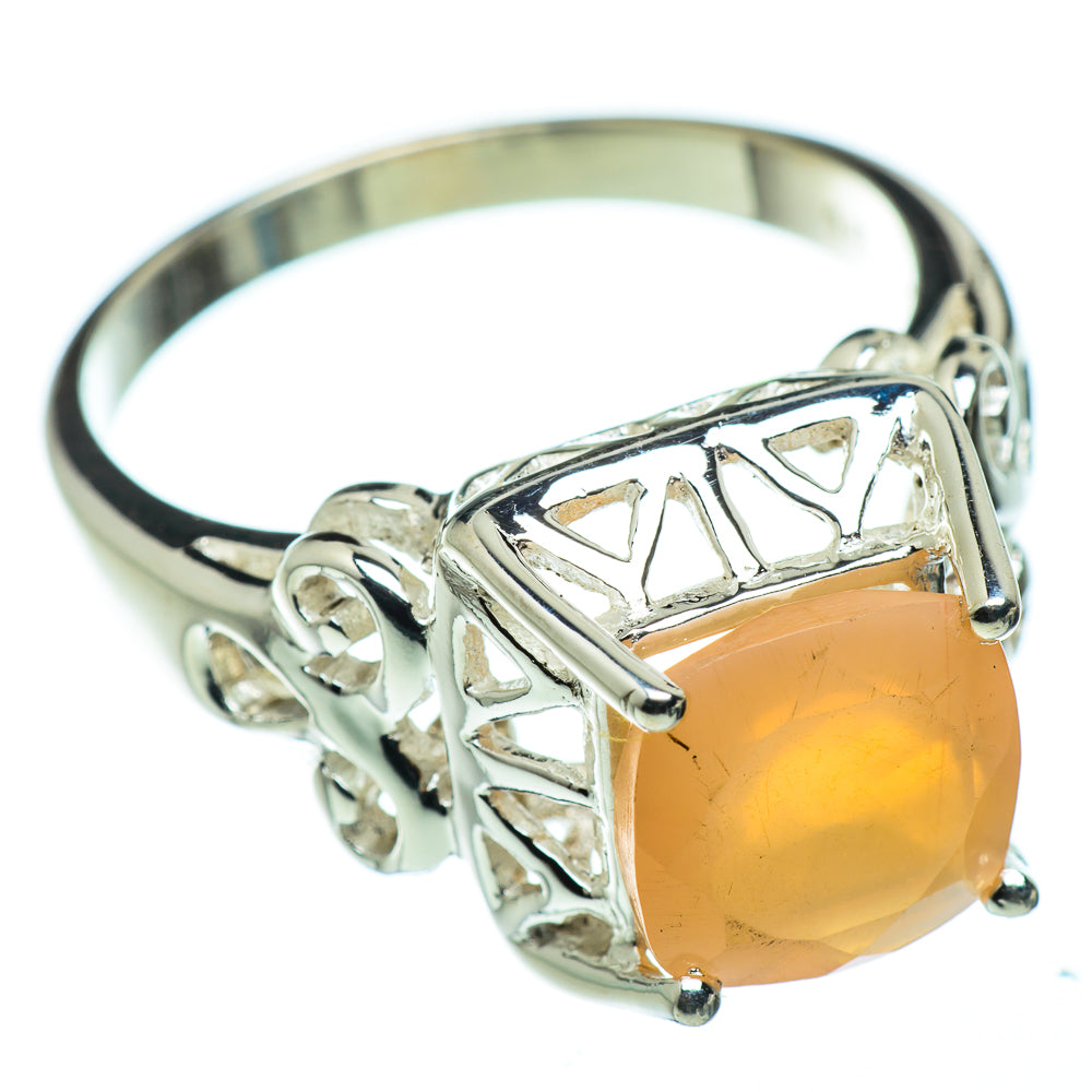 Peach Moonstone Rings handcrafted by Ana Silver Co - RING48338