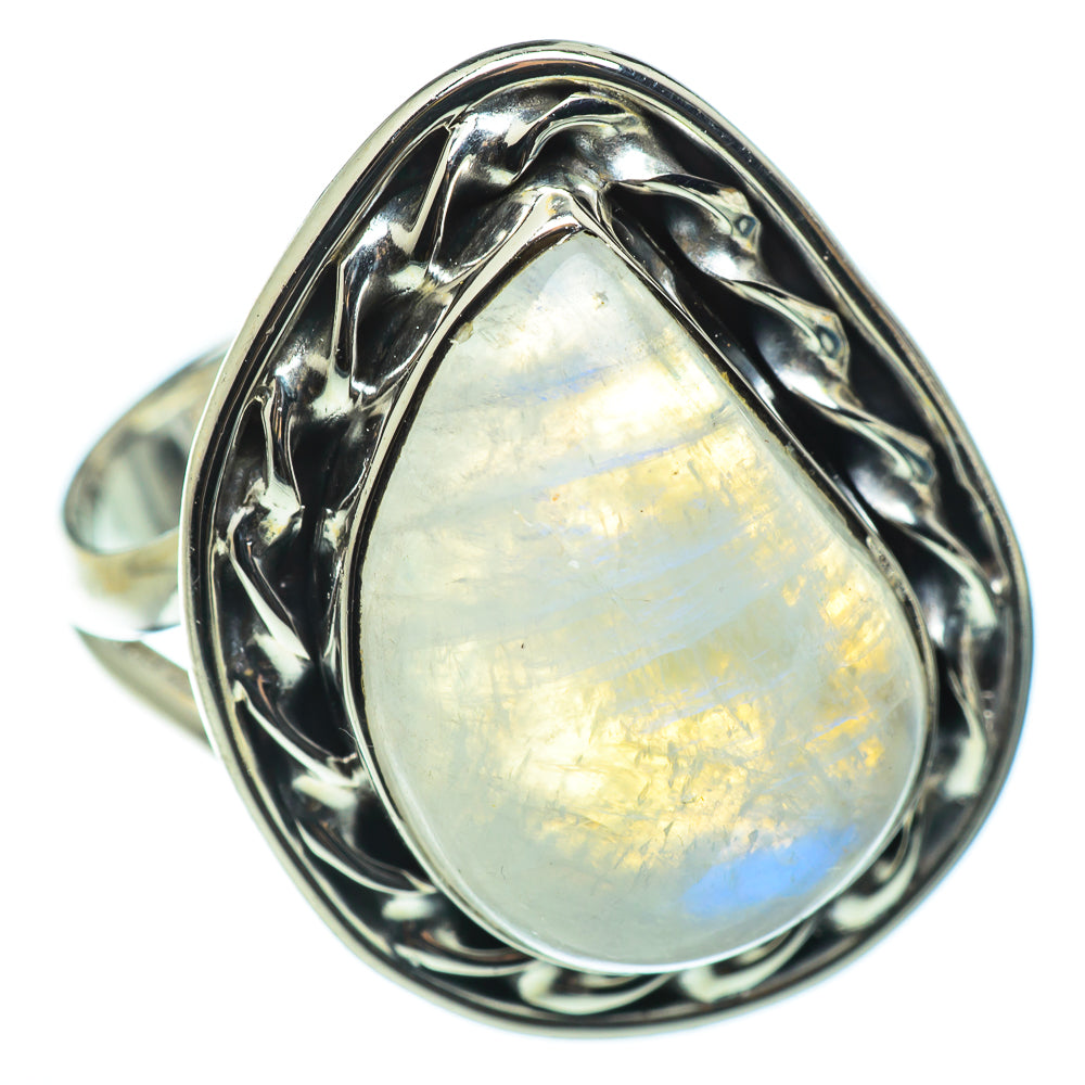 Rainbow Moonstone Rings handcrafted by Ana Silver Co - RING48862