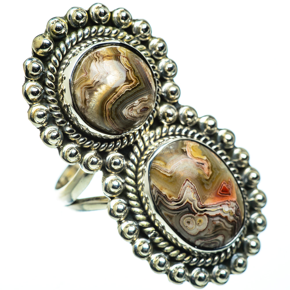 Crazy Lace Agate Rings handcrafted by Ana Silver Co - RING49041