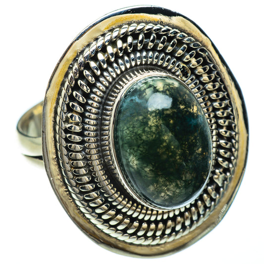 Green Moss Agate Rings handcrafted by Ana Silver Co - RING49421