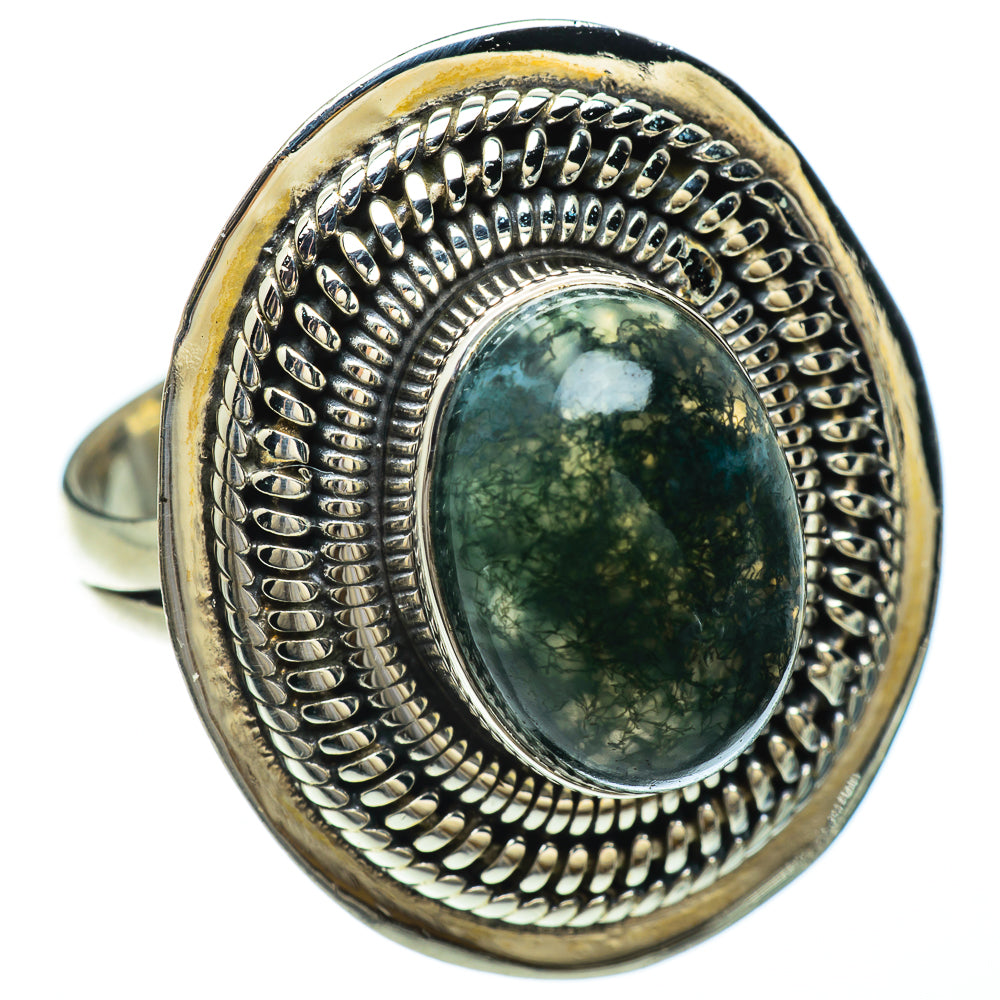 Green Moss Agate Rings handcrafted by Ana Silver Co - RING49421