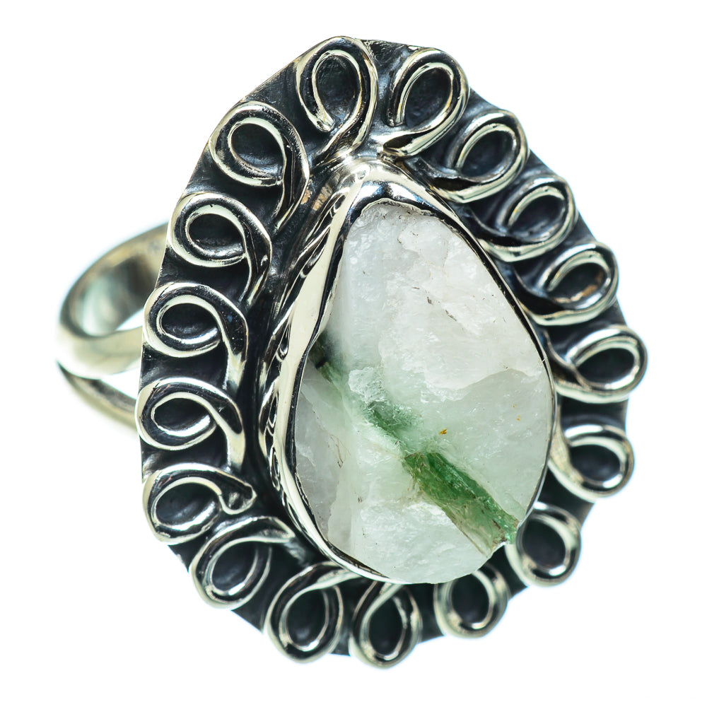 Green Tourmaline In Quartz Rings handcrafted by Ana Silver Co - RING49694