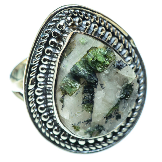 Green Tourmaline In Quartz Rings handcrafted by Ana Silver Co - RING49820