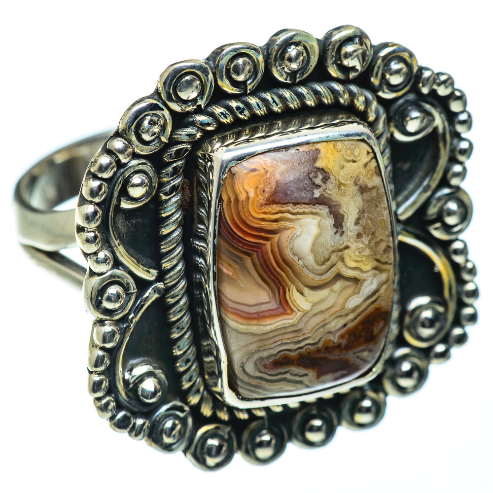 Crazy Lace Agate Rings handcrafted by Ana Silver Co - RING50296