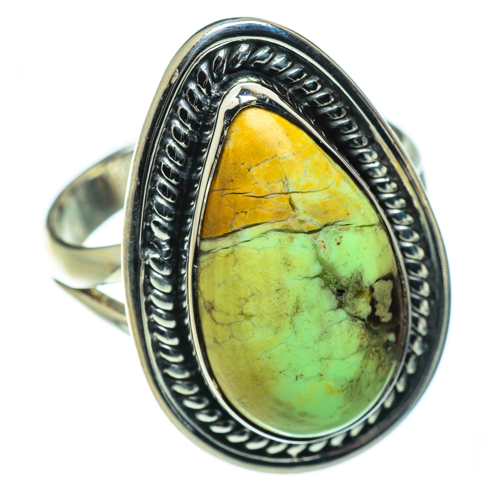 Lemon Chrysoprase Rings handcrafted by Ana Silver Co - RING50438