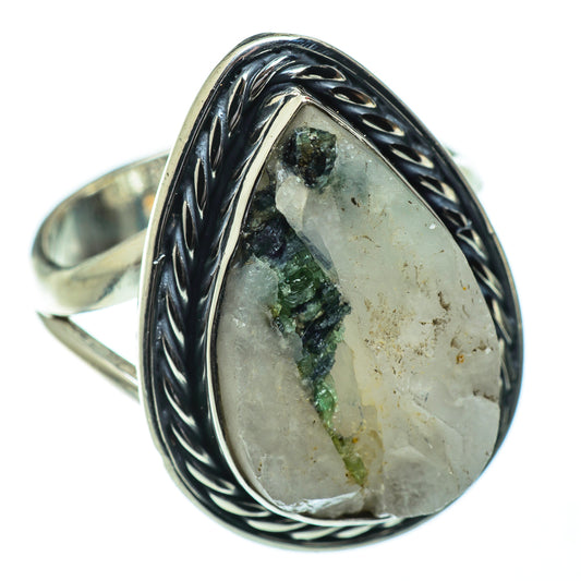 Green Tourmaline In Quartz Rings handcrafted by Ana Silver Co - RING50487