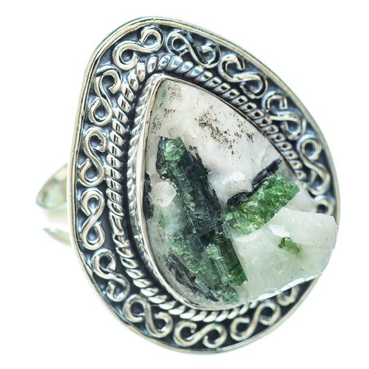 Green Tourmaline In Quartz Rings handcrafted by Ana Silver Co - RING50955