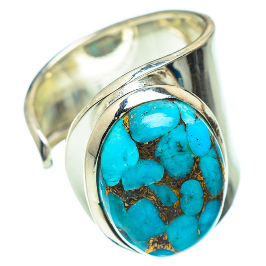 Blue Copper Composite Turquoise Rings handcrafted by Ana Silver Co - RING51438