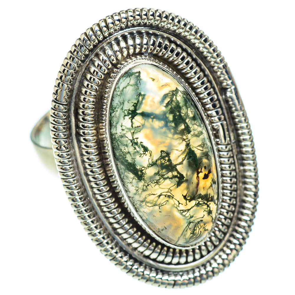 Green Moss Agate Rings handcrafted by Ana Silver Co - RING52942