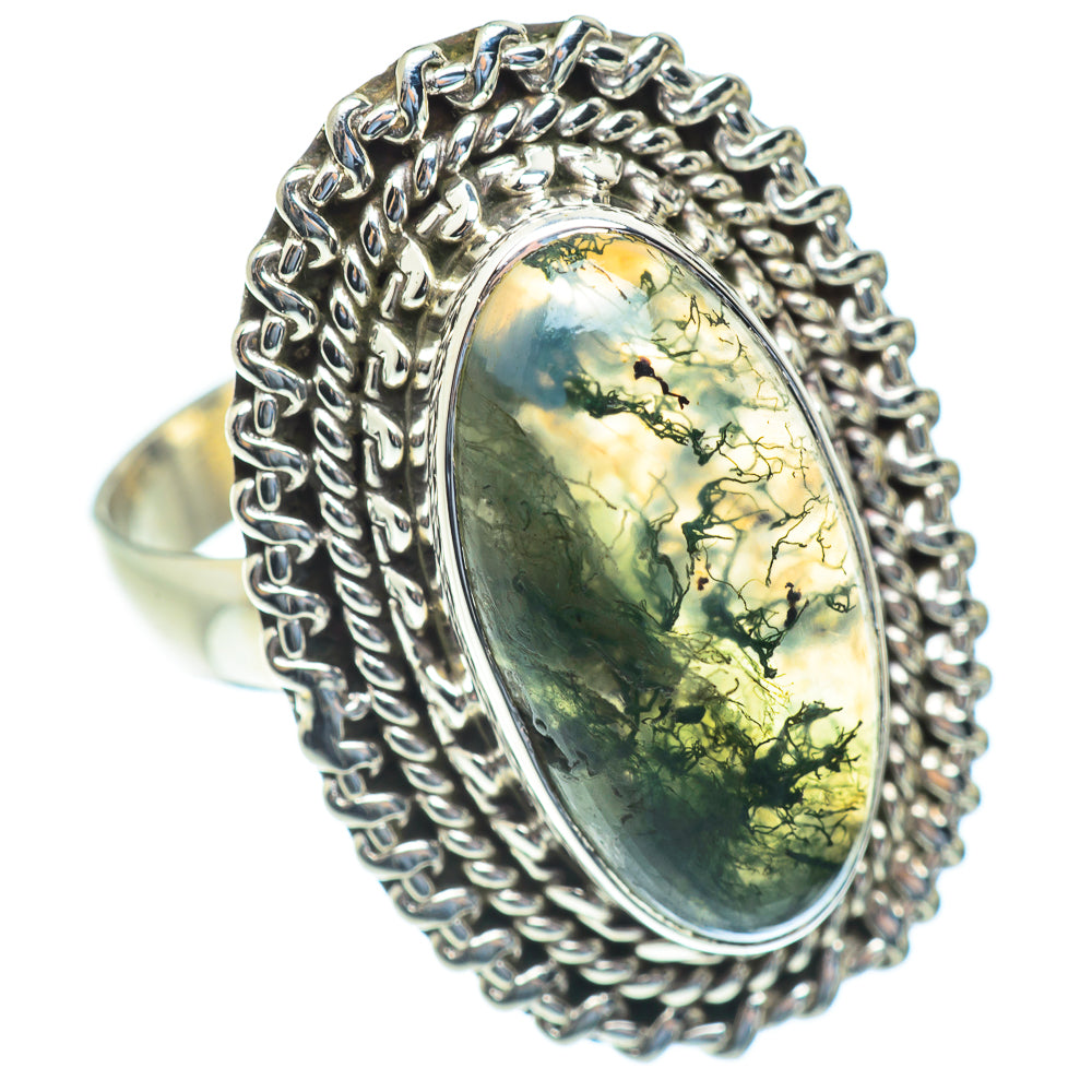 Green Moss Agate Rings handcrafted by Ana Silver Co - RING53895