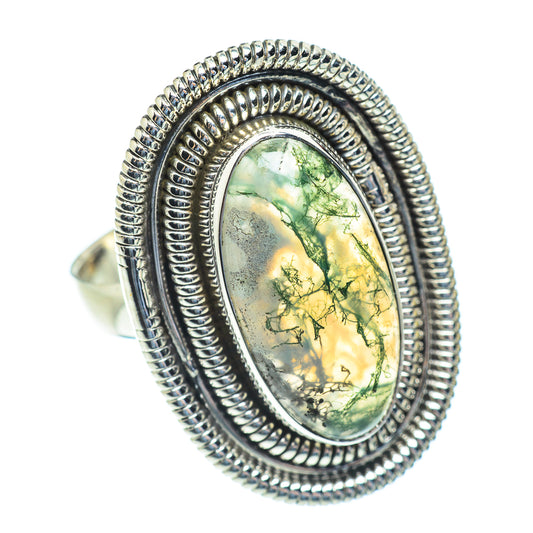 Green Moss Agate Rings handcrafted by Ana Silver Co - RING53991