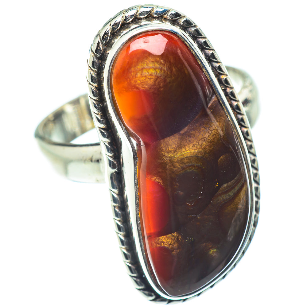 Mexican Fire Agate Rings handcrafted by Ana Silver Co - RING55175