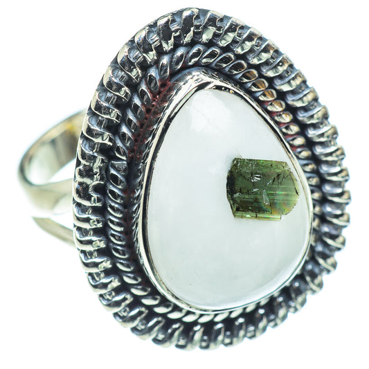 Green Tourmaline In Quartz Rings handcrafted by Ana Silver Co - RING55546