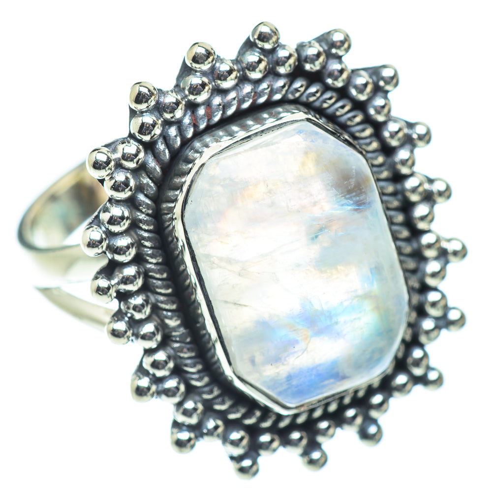 Rainbow Moonstone Rings handcrafted by Ana Silver Co - RING55691