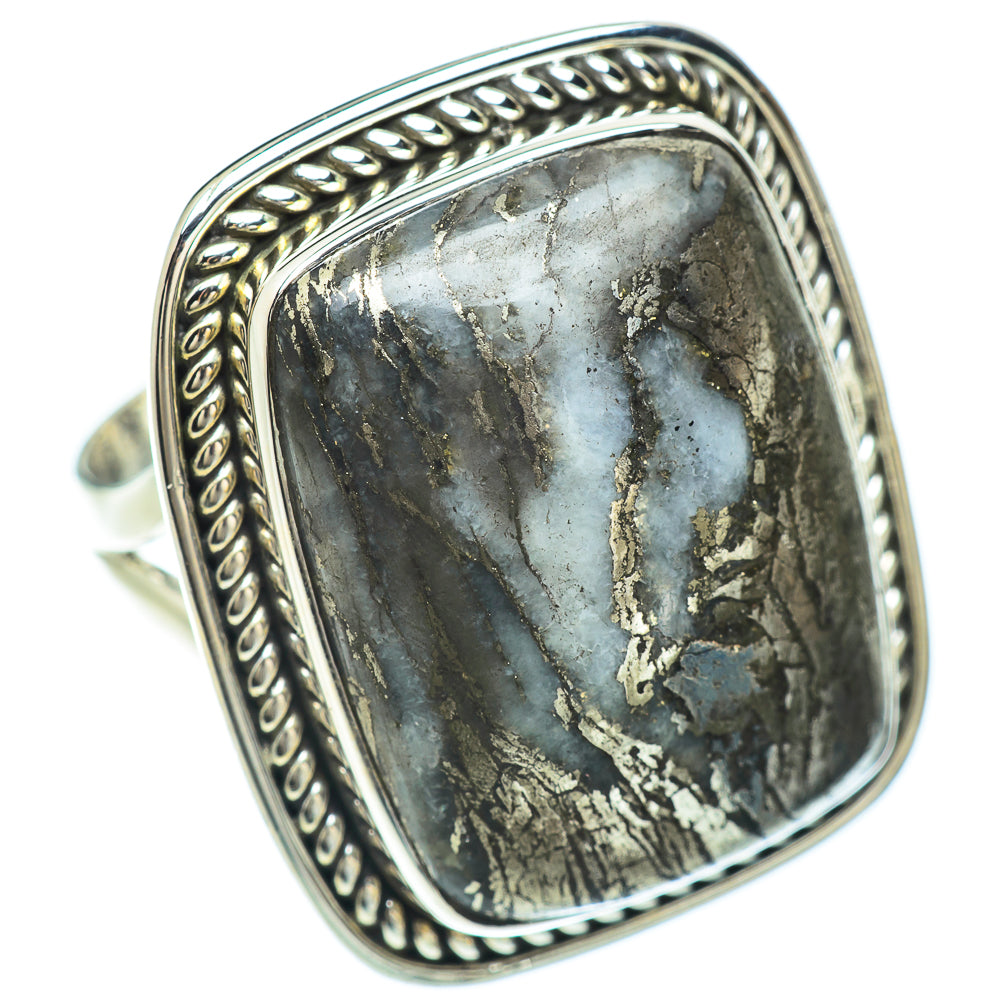 Pyrite Agate Rings handcrafted by Ana Silver Co - RING56133