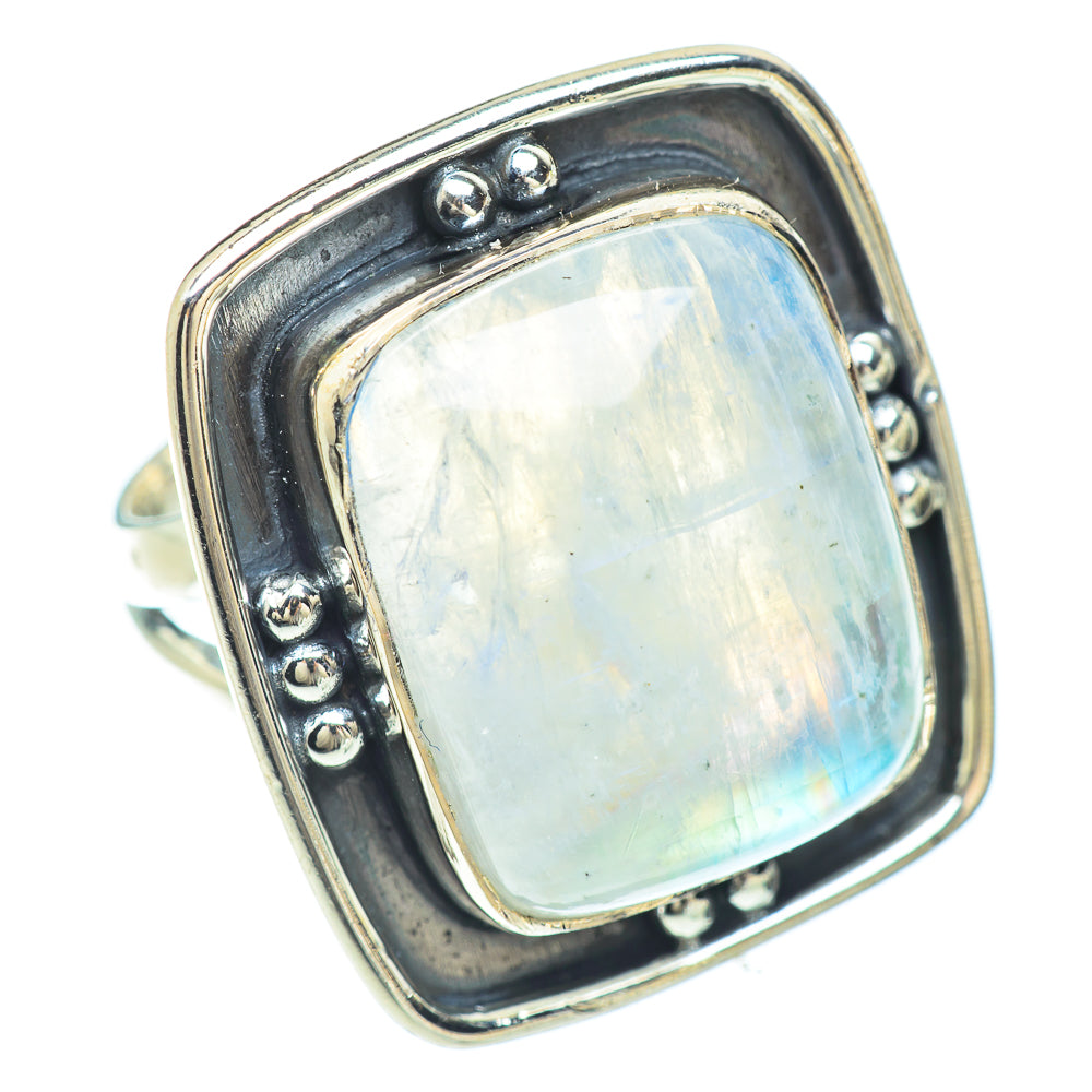 Rainbow Moonstone Rings handcrafted by Ana Silver Co - RING56173