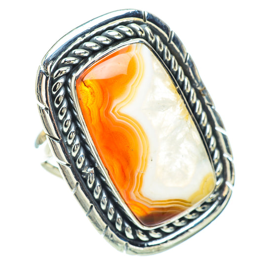 Orange Botswana Agate Rings handcrafted by Ana Silver Co - RING56199