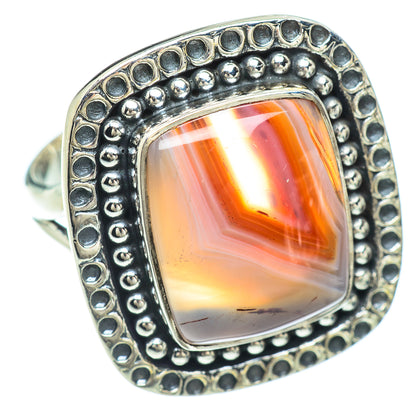 Orange Botswana Agate Rings handcrafted by Ana Silver Co - RING56495