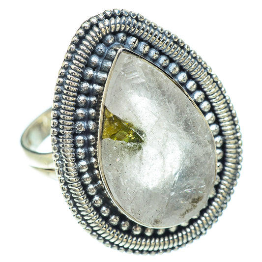 Green Tourmaline In Quartz Rings handcrafted by Ana Silver Co - RING56504