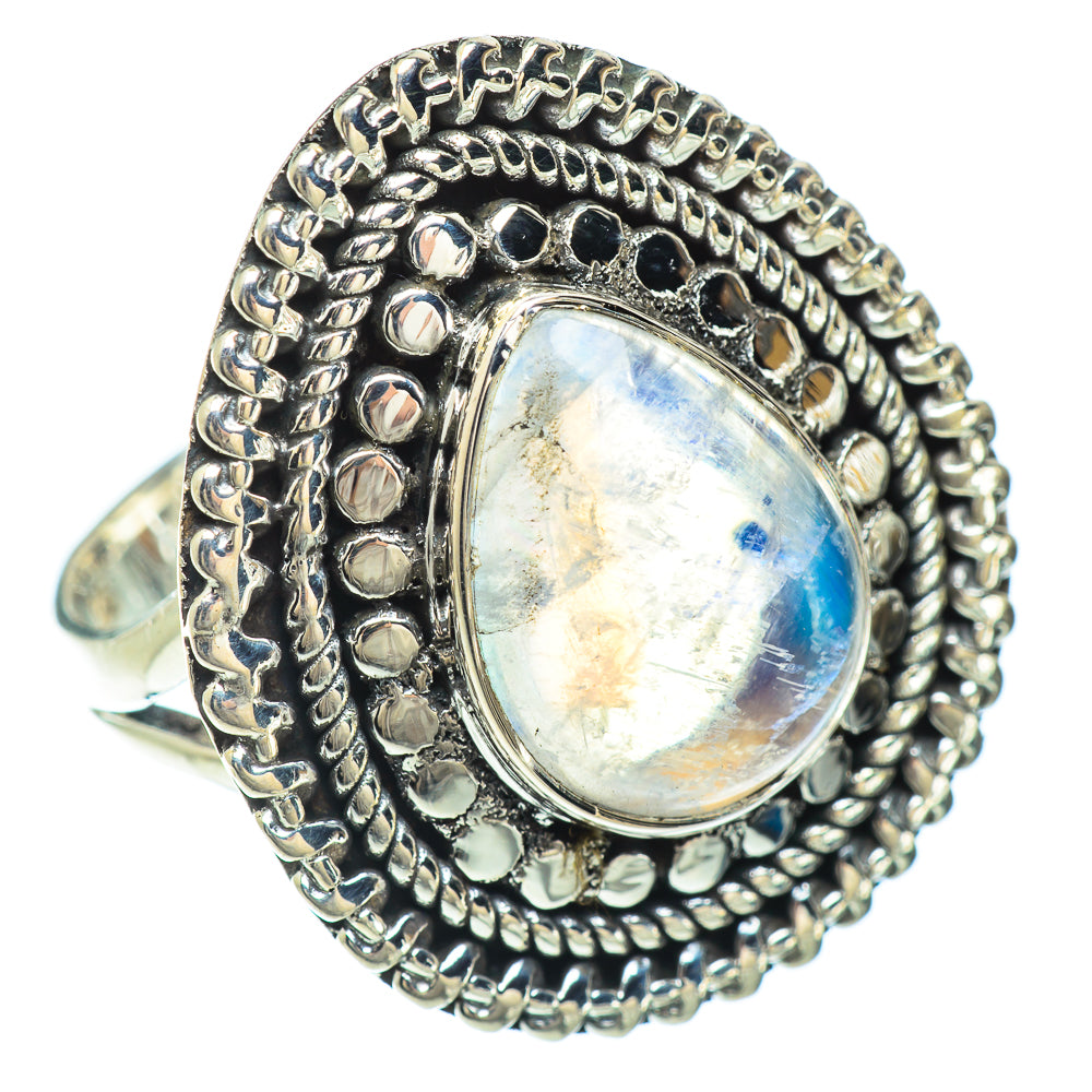 Rainbow Moonstone Rings handcrafted by Ana Silver Co - RING56549