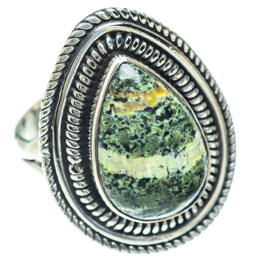 Green Vein Jasper Rings handcrafted by Ana Silver Co - RING56677