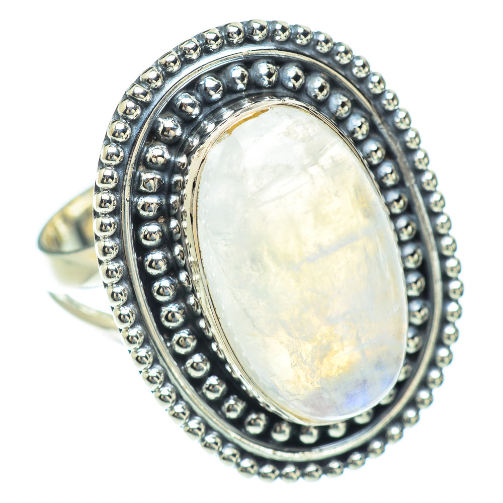 Rainbow Moonstone Rings handcrafted by Ana Silver Co - RING56791