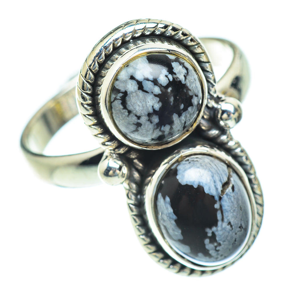 Snowflake Obsidian Rings handcrafted by Ana Silver Co - RING56817