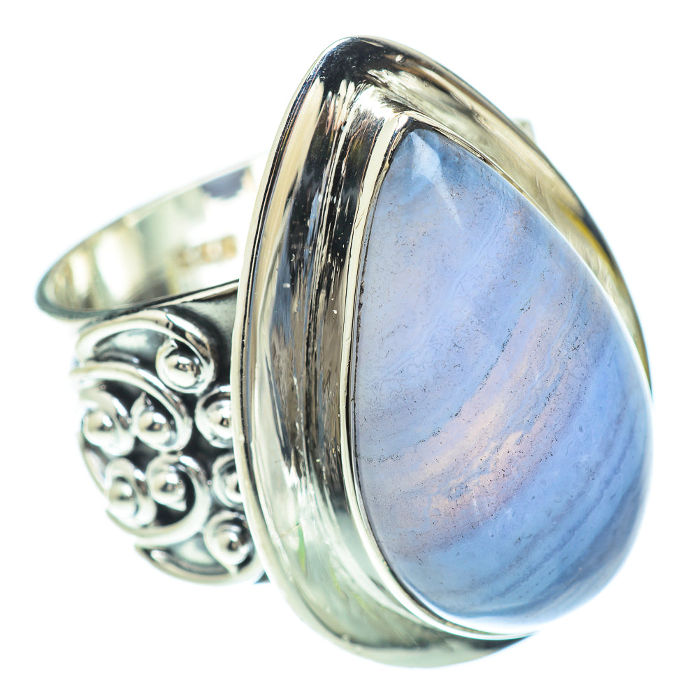 Blue Lace Agate Rings handcrafted by Ana Silver Co - RING56966
