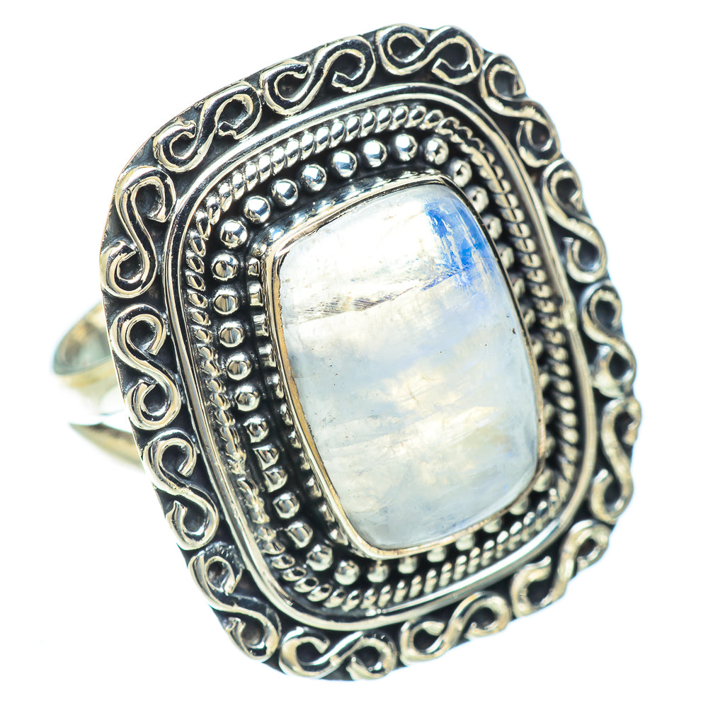 Rainbow Moonstone Rings handcrafted by Ana Silver Co - RING56996
