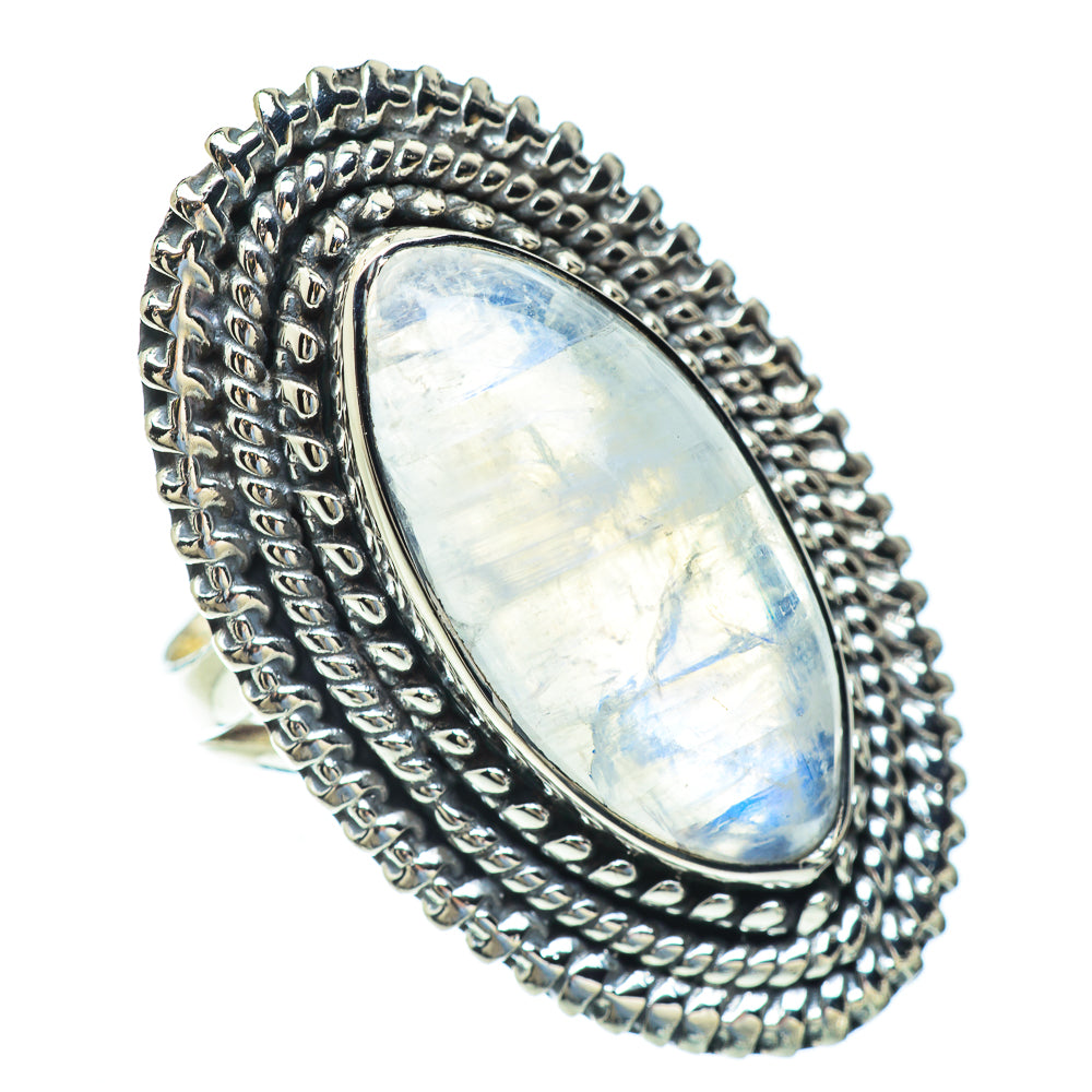 Rainbow Moonstone Rings handcrafted by Ana Silver Co - RING57028