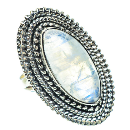 Rainbow Moonstone Rings handcrafted by Ana Silver Co - RING57028