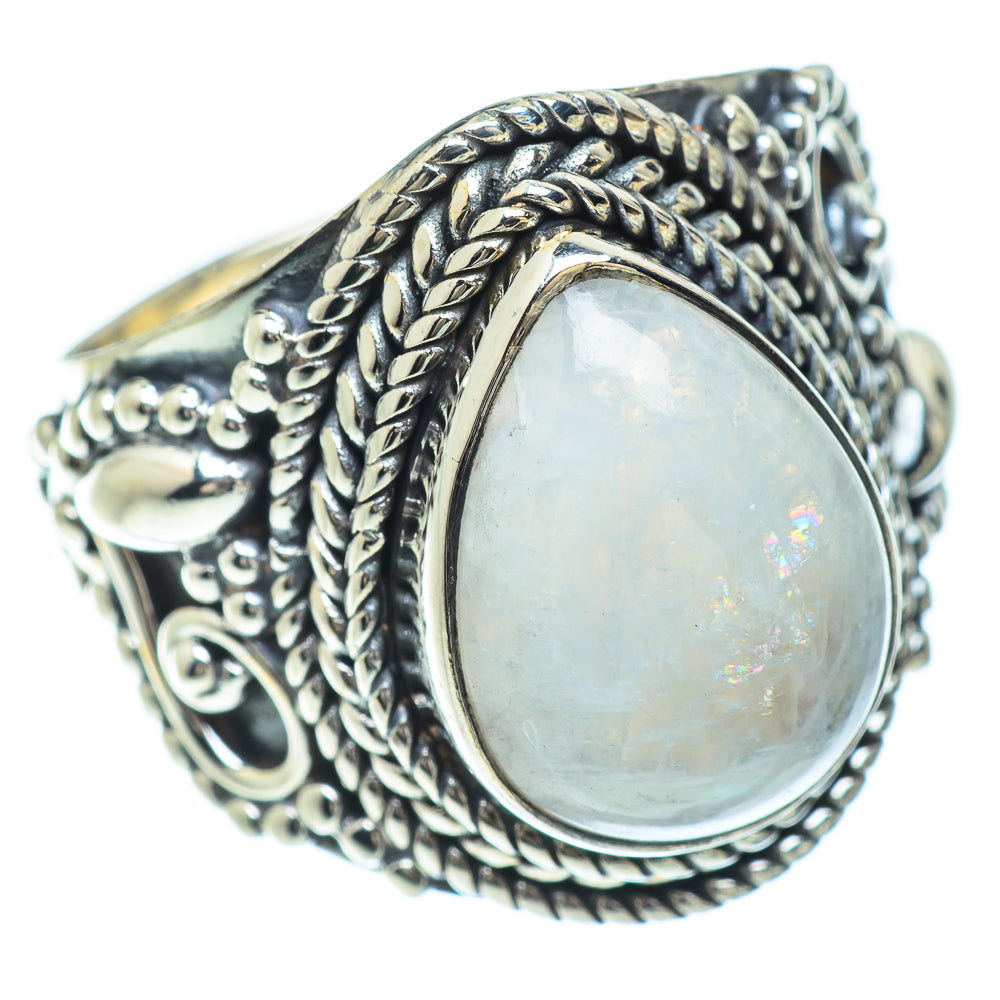 Rainbow Moonstone Rings handcrafted by Ana Silver Co - RING57052