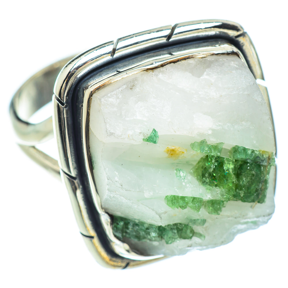 Green Tourmaline In Quartz Rings handcrafted by Ana Silver Co - RING57154