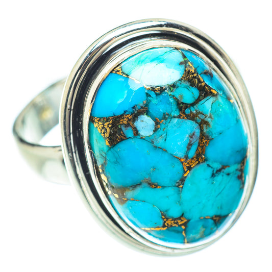 Blue Copper Composite Turquoise Rings handcrafted by Ana Silver Co - RING57203