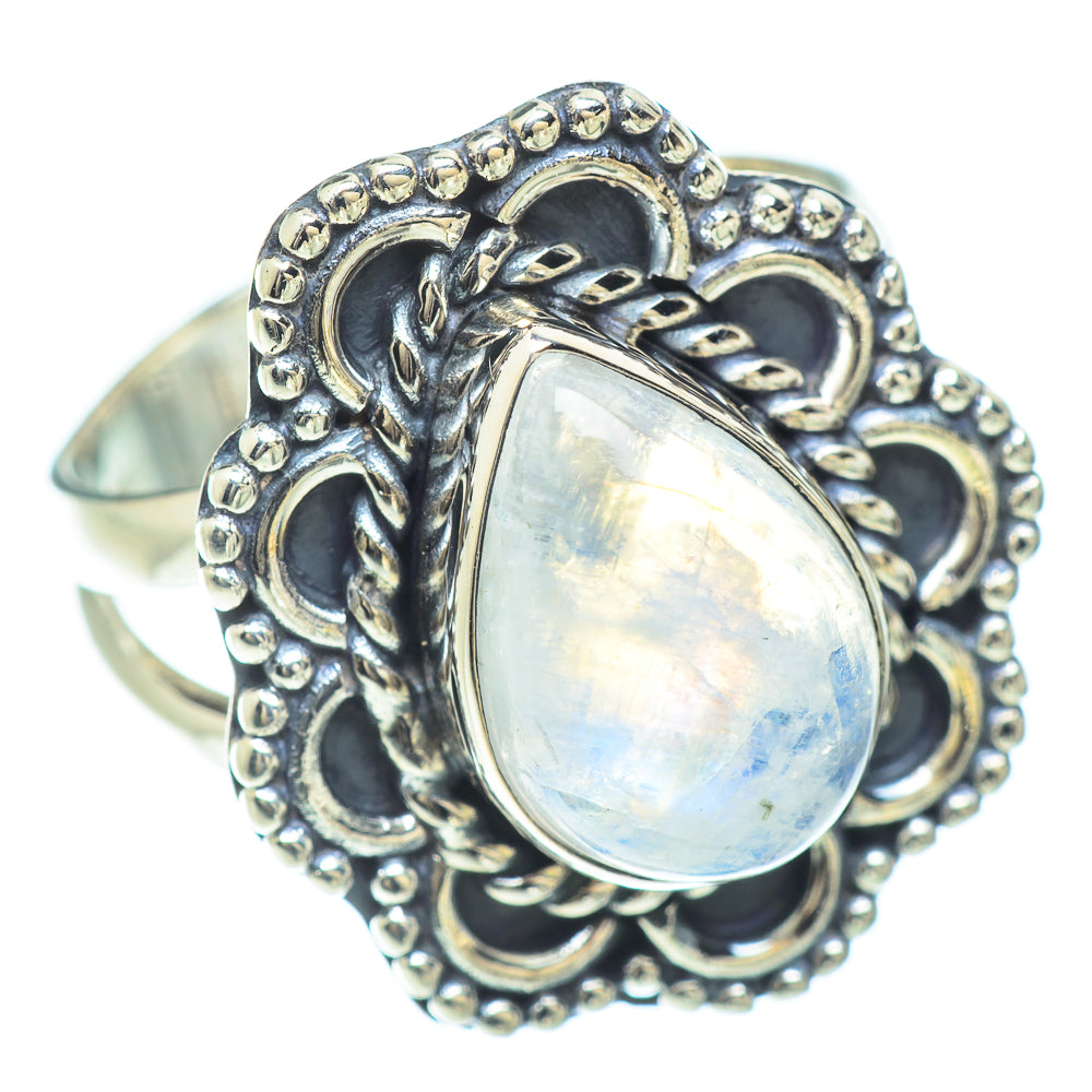 Rainbow Moonstone Rings handcrafted by Ana Silver Co - RING57220