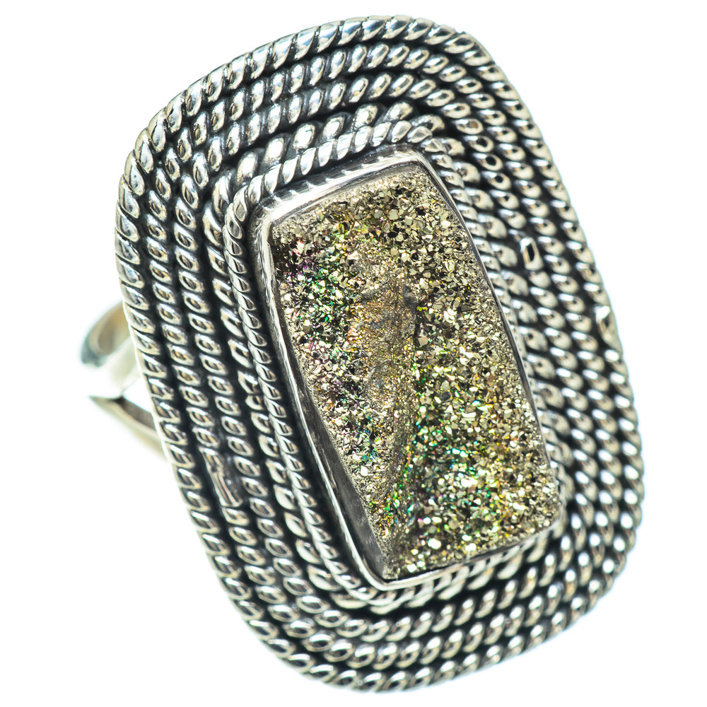 Spectro Pyrite Druzy Rings handcrafted by Ana Silver Co - RING57231