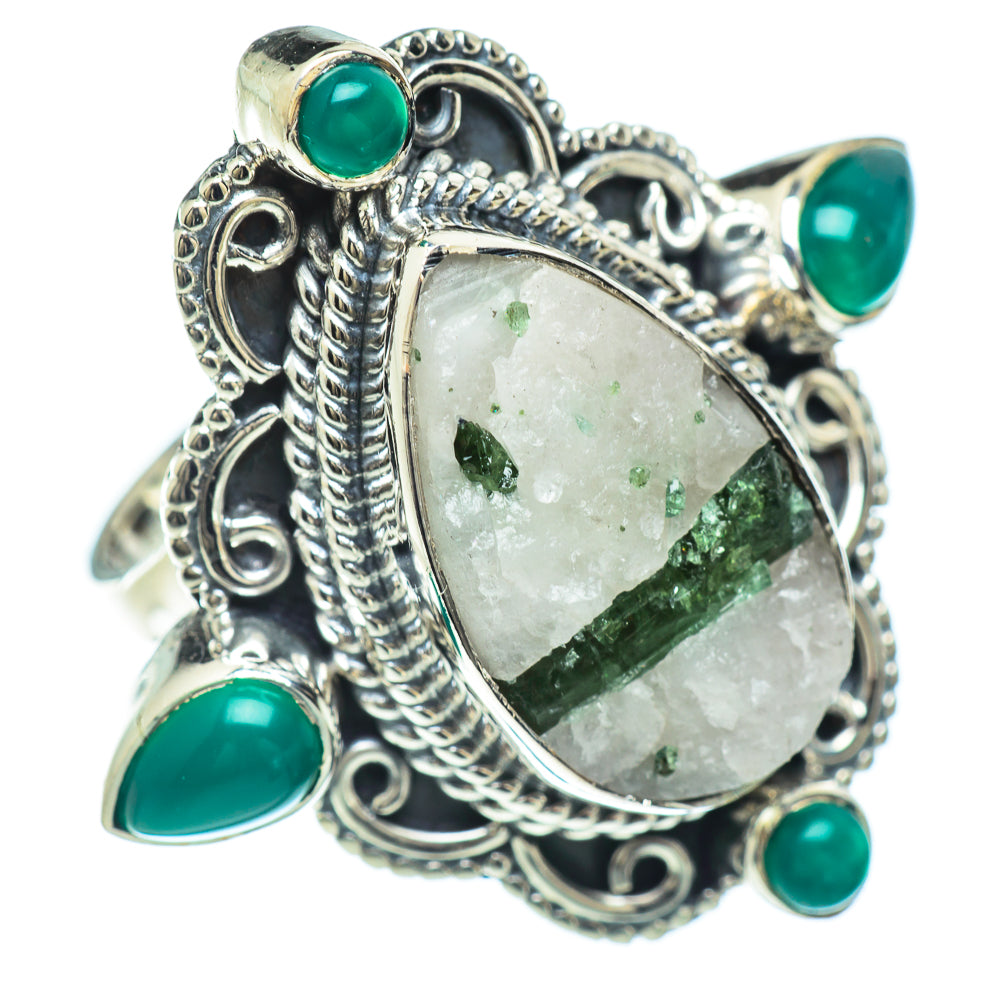 Green Tourmaline In Quartz Rings handcrafted by Ana Silver Co - RING57343