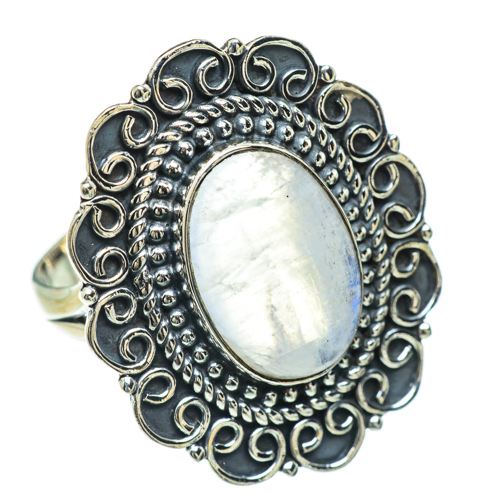 Rainbow Moonstone Rings handcrafted by Ana Silver Co - RING57359