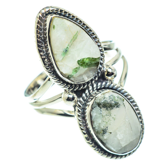 Green Tourmaline In Quartz Rings handcrafted by Ana Silver Co - RING57420