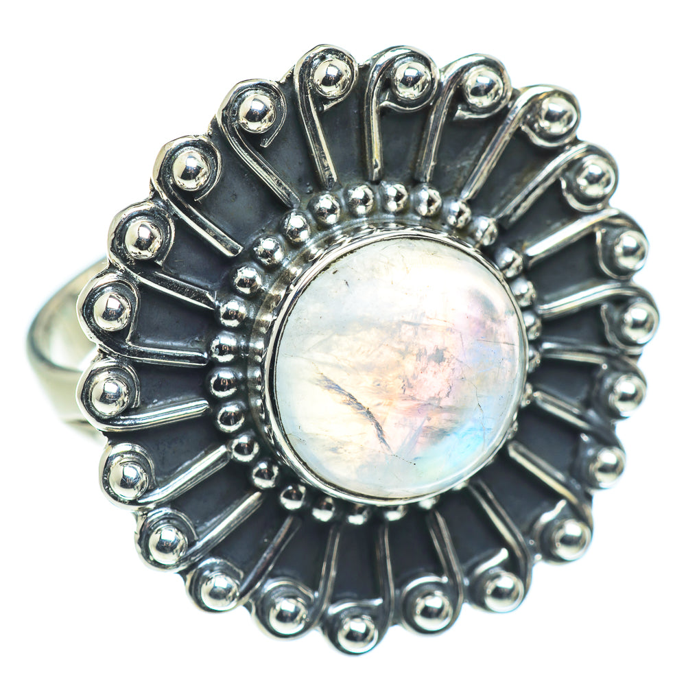 Rainbow Moonstone Rings handcrafted by Ana Silver Co - RING57450