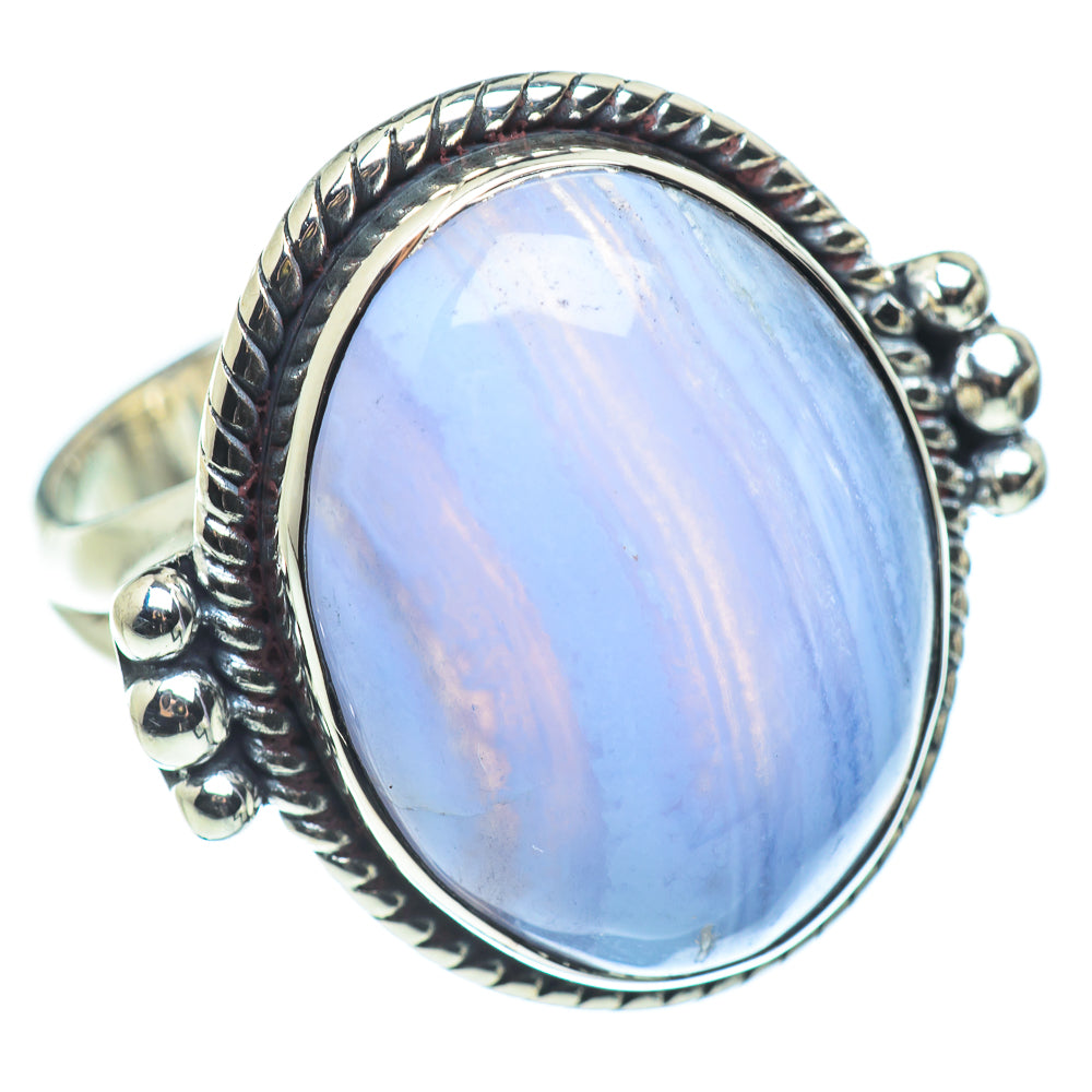 Blue Lace Agate Rings handcrafted by Ana Silver Co - RING57536