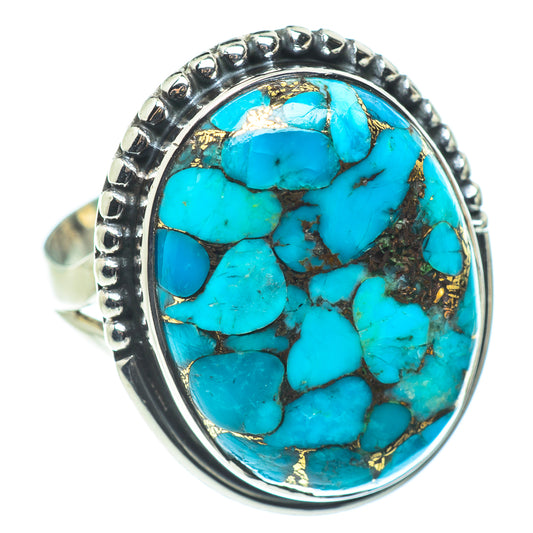 Blue Copper Composite Turquoise Rings handcrafted by Ana Silver Co - RING57538